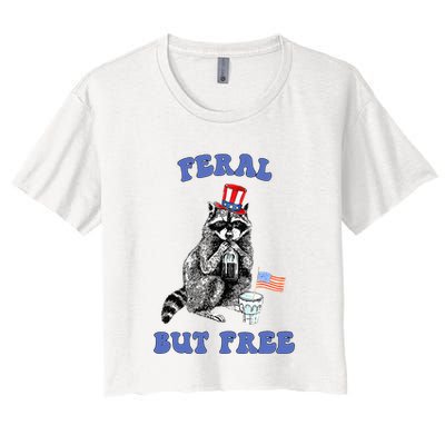 Feral But Free 4th Of July Raccoon Independence Day Crop Top