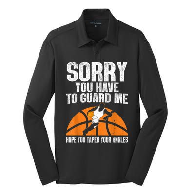 Funny Basketball For Men Women Sports Game Basketball Player Silk Touch Performance Long Sleeve Polo