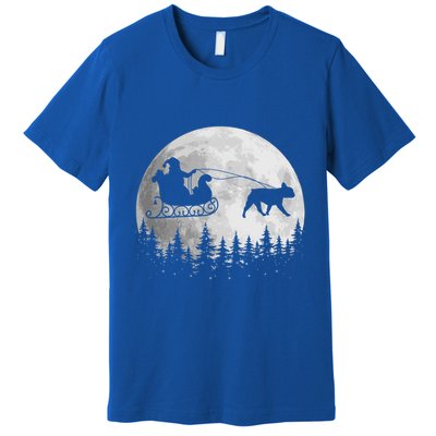 French Bulldog Funny Reindeer Christmas Moon Santa Dog Meaningful Gift Premium T-Shirt