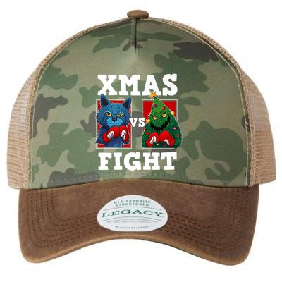 Funny Boxing Funny Cat Vs Christmas Tree Legacy Tie Dye Trucker Hat