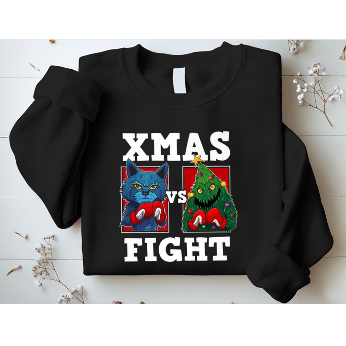 Funny Boxing Funny Cat Vs Christmas Tree Sweatshirt