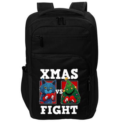 Funny Boxing Funny Cat Vs Christmas Tree Impact Tech Backpack