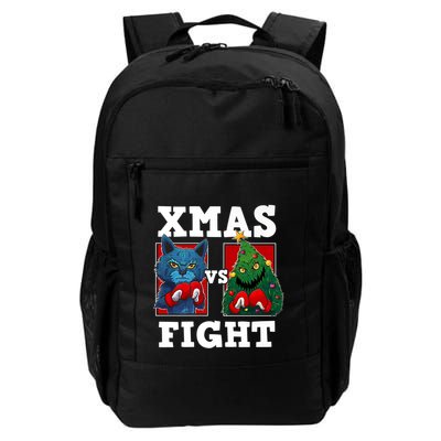 Funny Boxing Funny Cat Vs Christmas Tree Backpack