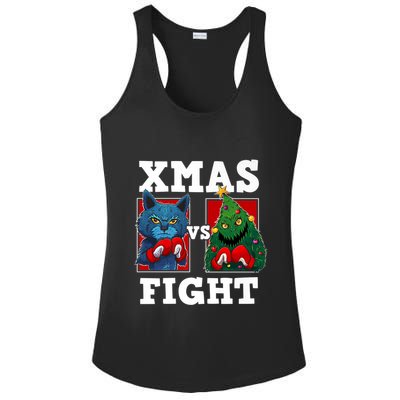 Funny Boxing Funny Cat Vs Christmas Tree Ladies PosiCharge Competitor Racerback Tank