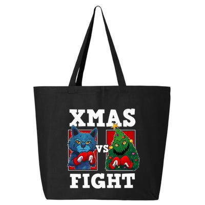 Funny Boxing Funny Cat Vs Christmas Tree 25L Jumbo Tote