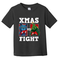 Funny Boxing Funny Cat Vs Christmas Tree Toddler T-Shirt