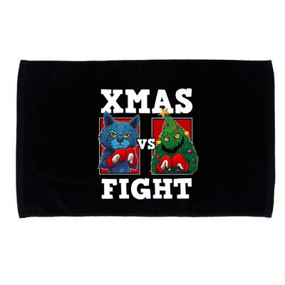 Funny Boxing Funny Cat Vs Christmas Tree Microfiber Hand Towel