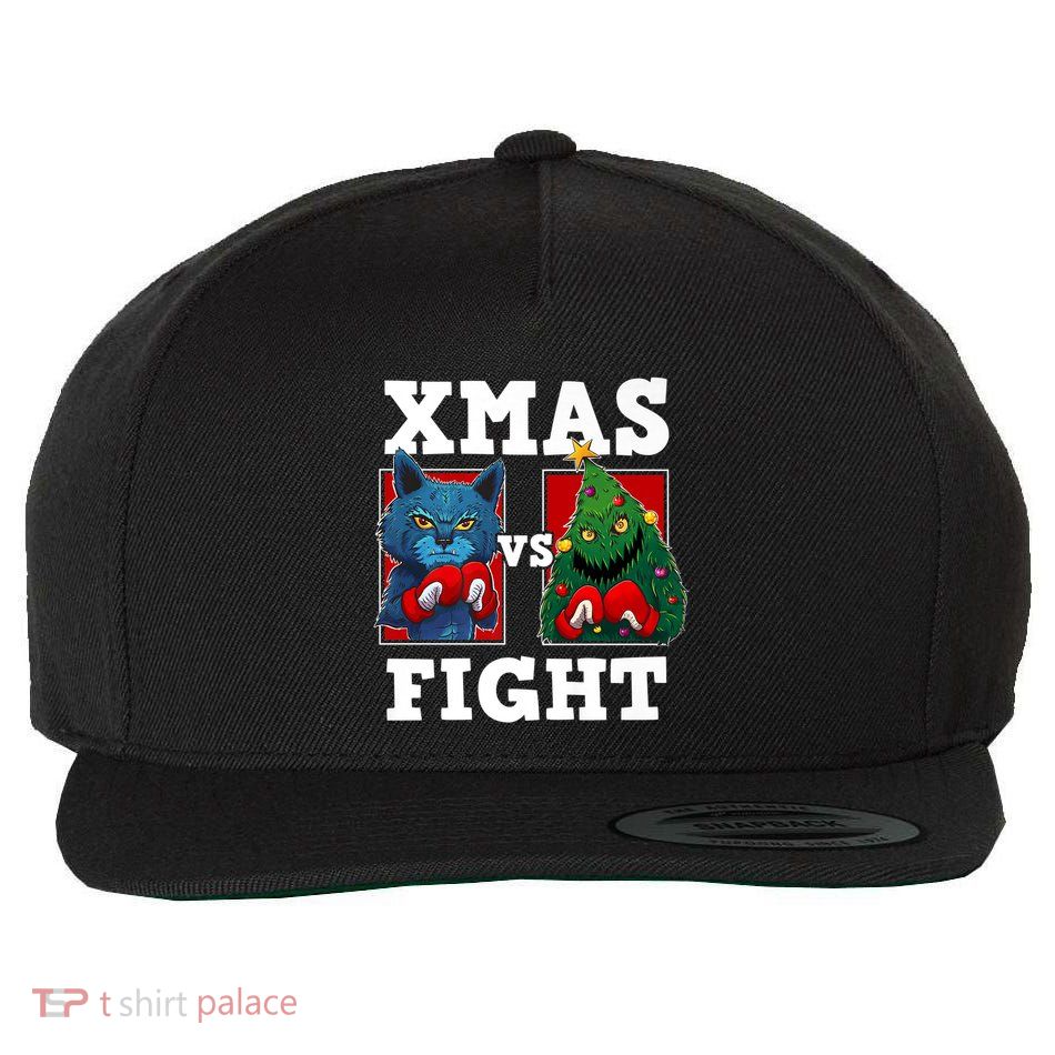 Funny Boxing Funny Cat Vs Christmas Tree Wool Snapback Cap