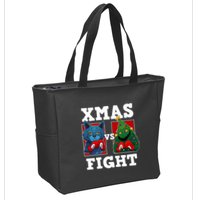 Funny Boxing Funny Cat Vs Christmas Tree Zip Tote Bag