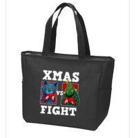 Funny Boxing Funny Cat Vs Christmas Tree Zip Tote Bag