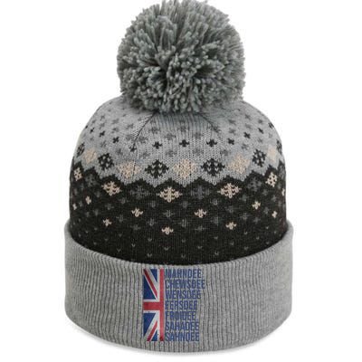 Funny British Flag Cockney Accent Days Of The Week London The Baniff Cuffed Pom Beanie