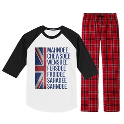 Funny British Flag Cockney Accent Days Of The Week London Raglan Sleeve Pajama Set