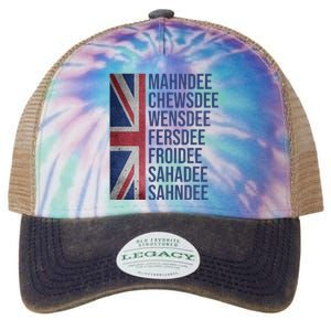 Funny British Flag Cockney Accent Days Of The Week London Legacy Tie Dye Trucker Hat