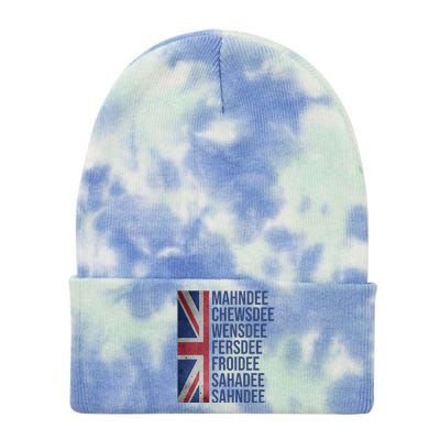 Funny British Flag Cockney Accent Days Of The Week London Tie Dye 12in Knit Beanie