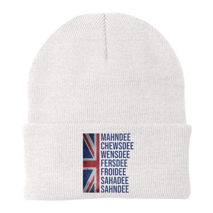 Funny British Flag Cockney Accent Days Of The Week London Knit Cap Winter Beanie