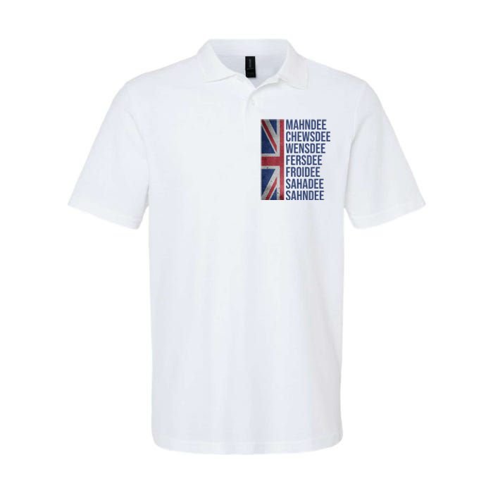 Funny British Flag Cockney Accent Days Of The Week London Softstyle Adult Sport Polo