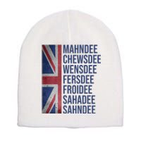 Funny British Flag Cockney Accent Days Of The Week London Short Acrylic Beanie