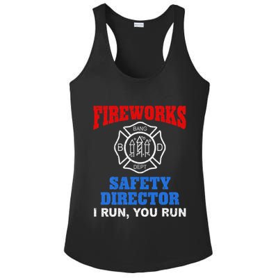 Funny Bang Firecracker Firework Safety Director I Run You Run Ladies PosiCharge Competitor Racerback Tank