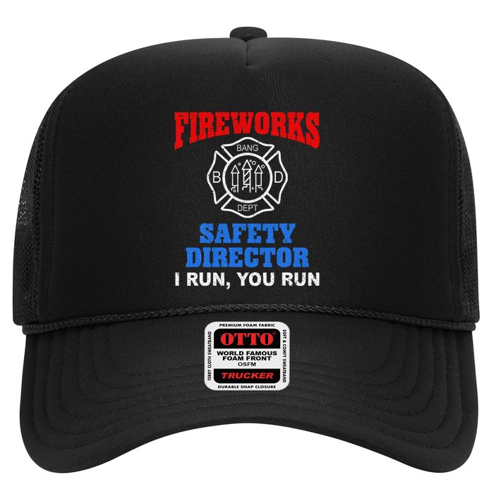 Funny Bang Firecracker Firework Safety Director I Run You Run Trucker Hat