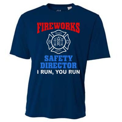 Funny Bang Firecracker Firework Safety Director I Run You Run Cooling Performance Crew T-Shirt