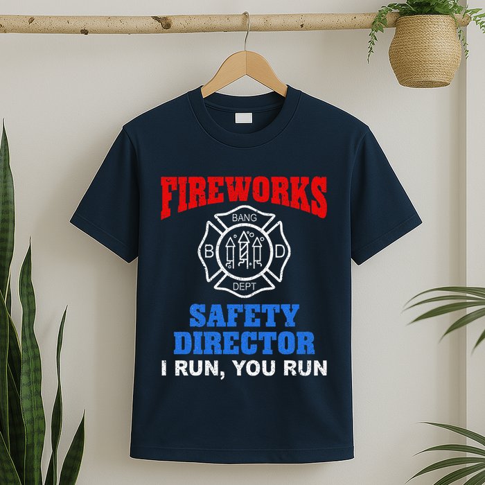 Funny Bang Firecracker Firework Safety Director I Run You Run T-Shirt