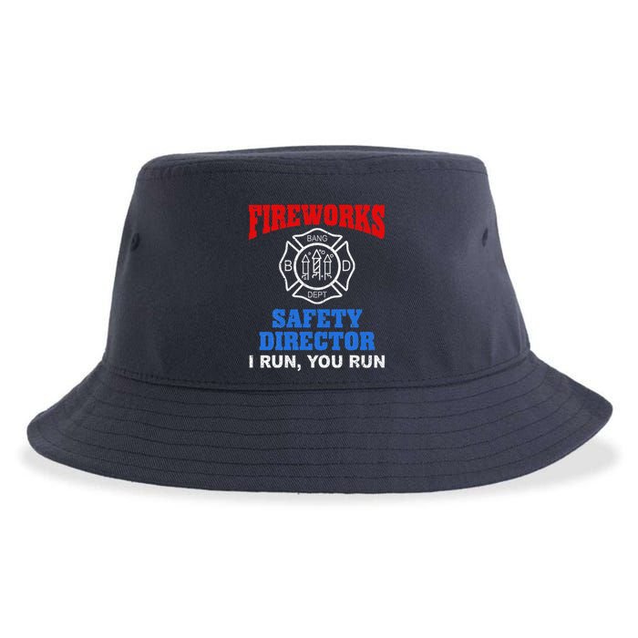 Funny Bang Firecracker Firework Safety Director I Run You Run Sustainable Bucket Hat