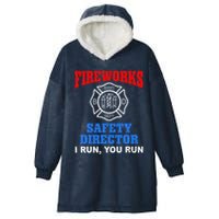 Funny Bang Firecracker Firework Safety Director I Run You Run Hooded Wearable Blanket