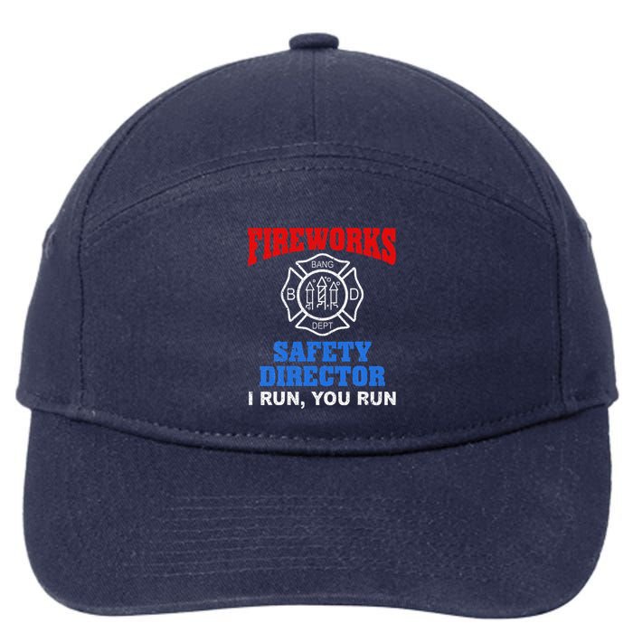 Funny Bang Firecracker Firework Safety Director I Run You Run 7-Panel Snapback Hat