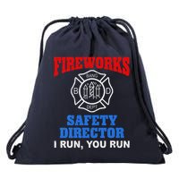 Funny Bang Firecracker Firework Safety Director I Run You Run Drawstring Bag