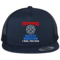 Funny Bang Firecracker Firework Safety Director I Run You Run Flat Bill Trucker Hat