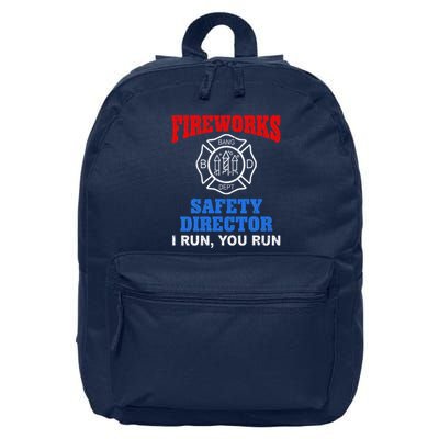 Funny Bang Firecracker Firework Safety Director I Run You Run 16 in Basic Backpack