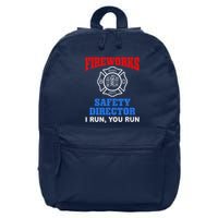 Funny Bang Firecracker Firework Safety Director I Run You Run 16 in Basic Backpack