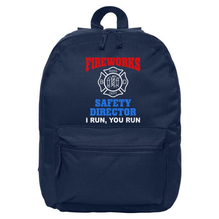 Funny Bang Firecracker Firework Safety Director I Run You Run 16 in Basic Backpack