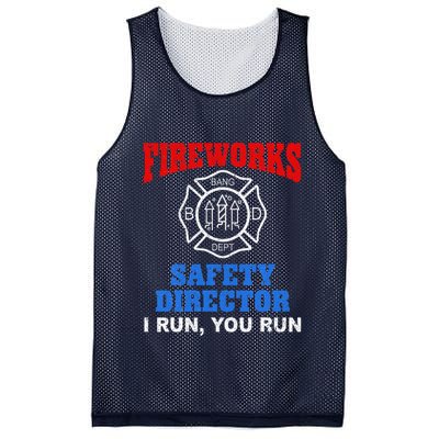 Funny Bang Firecracker Firework Safety Director I Run You Run Mesh Reversible Basketball Jersey Tank