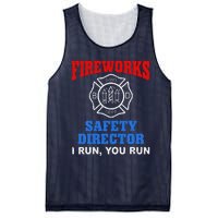 Funny Bang Firecracker Firework Safety Director I Run You Run Mesh Reversible Basketball Jersey Tank