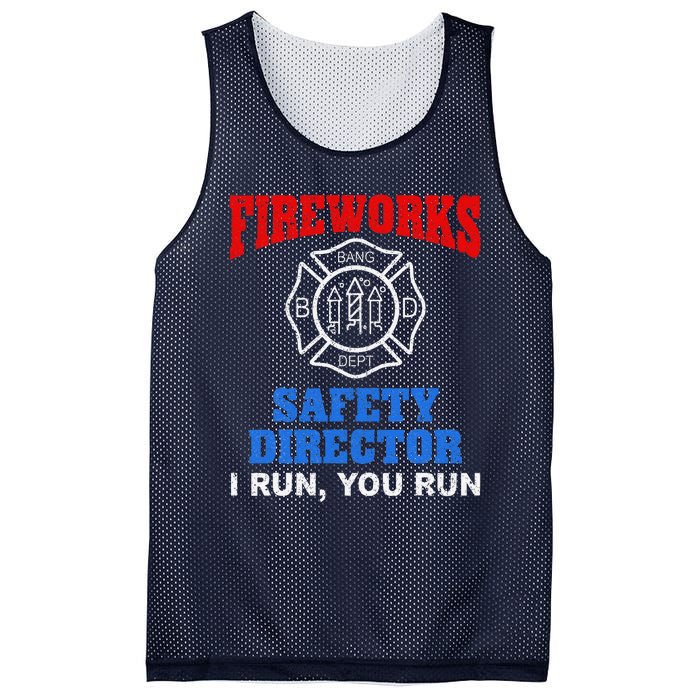 Funny Bang Firecracker Firework Safety Director I Run You Run Mesh Reversible Basketball Jersey Tank