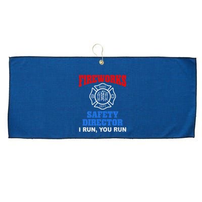 Funny Bang Firecracker Firework Safety Director I Run You Run Large Microfiber Waffle Golf Towel