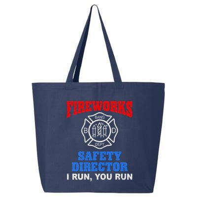 Funny Bang Firecracker Firework Safety Director I Run You Run 25L Jumbo Tote