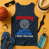 Funny Bang Firecracker Firework Safety Director I Run You Run Tank Top