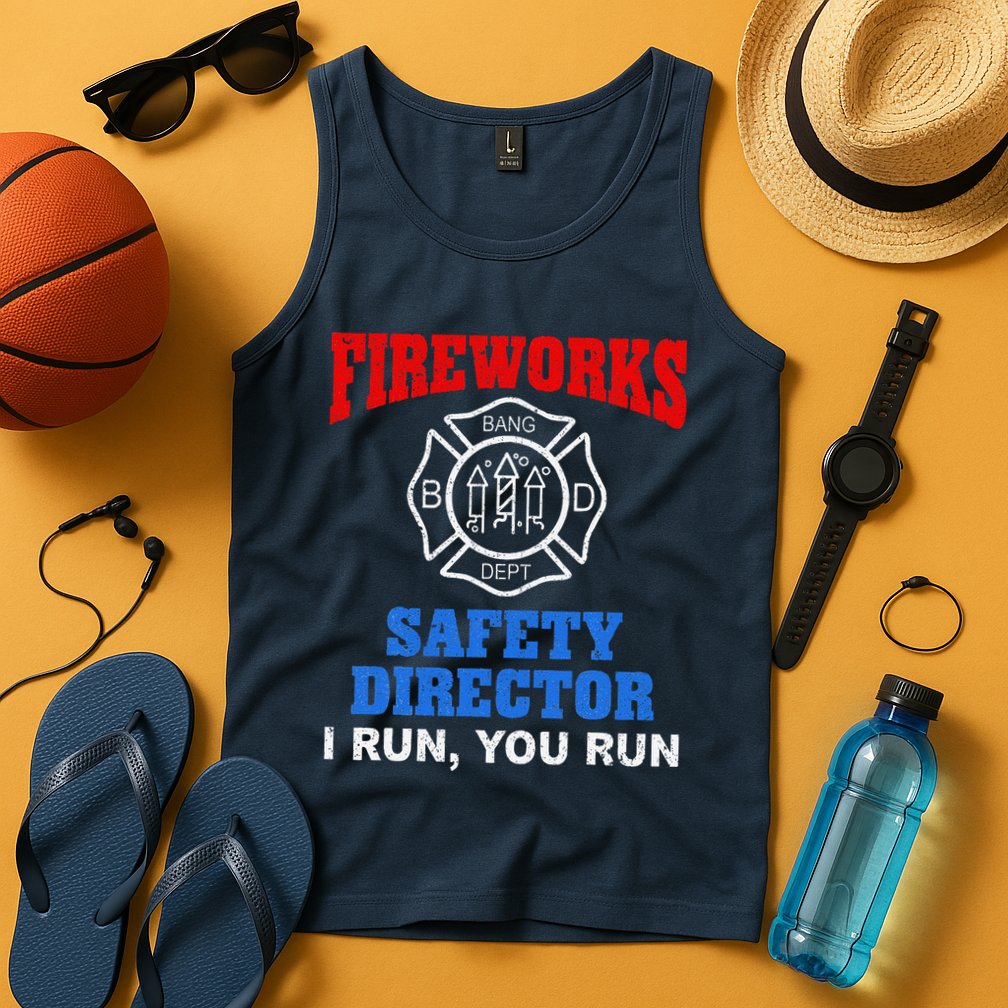 Funny Bang Firecracker Firework Safety Director I Run You Run Tank Top