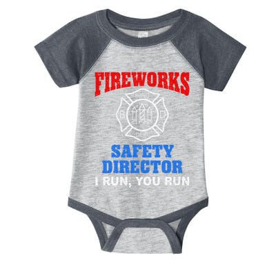 Funny Bang Firecracker Firework Safety Director I Run You Run Infant Baby Jersey Bodysuit