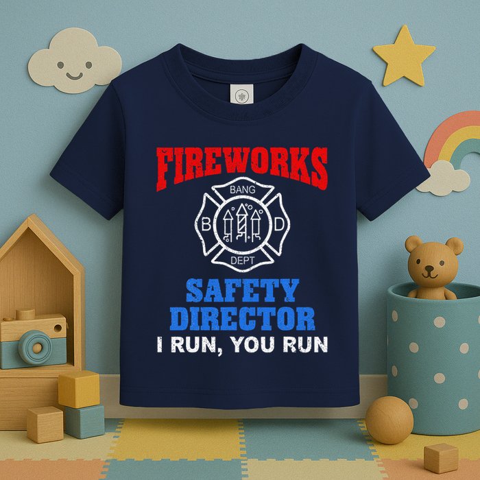 Funny Bang Firecracker Firework Safety Director I Run You Run Toddler T-Shirt
