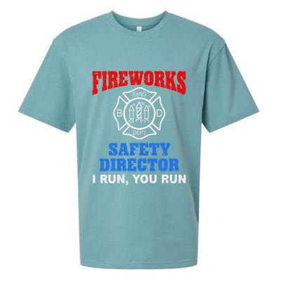 Funny Bang Firecracker Firework Safety Director I Run You Run Sueded Cloud Jersey T-Shirt