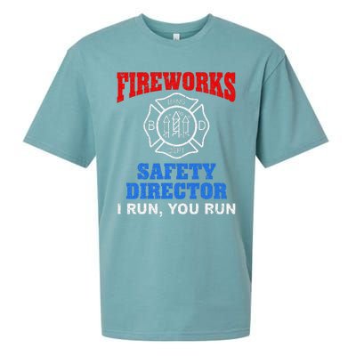 Funny Bang Firecracker Firework Safety Director I Run You Run Sueded Cloud Jersey T-Shirt