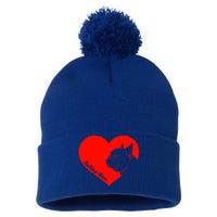 Funny Bulldog French Bulldog Frenchie Dog Valentine's Day Cool Gift Pom Pom 12in Knit Beanie