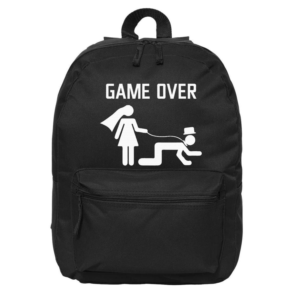 Funny Bride Groom Wedding Bachelor Bachelorette Party 16 in Basic Backpack