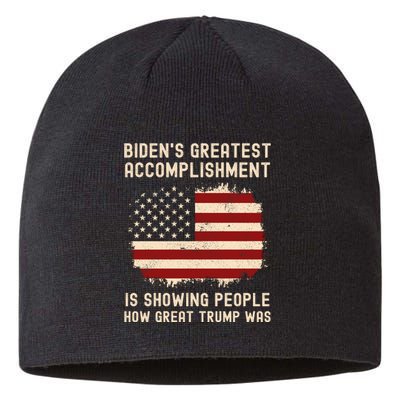 Funny Bidens Greatest Accomplishment Is Showing Trump 2024 Tees Sustainable Beanie