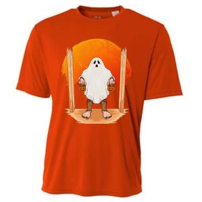 Funny Bigfoot Ghost Pumpkin Halloween Trick Or Treat Gift Cooling Performance Crew T-Shirt