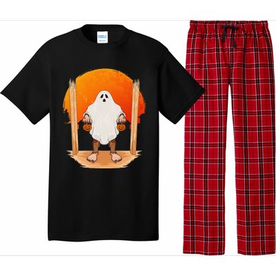 Funny Bigfoot Ghost Pumpkin Halloween Trick Or Treat Gift Pajama Set