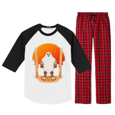 Funny Bigfoot Ghost Pumpkin Halloween Trick Or Treat Gift Raglan Sleeve Pajama Set